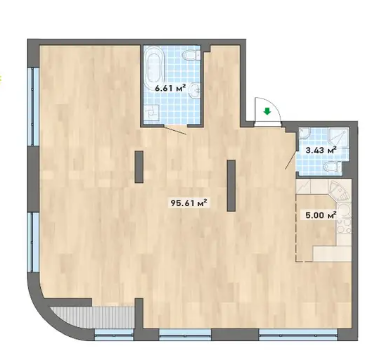 Продаётся 1-комнатная квартира, 110.65 м²