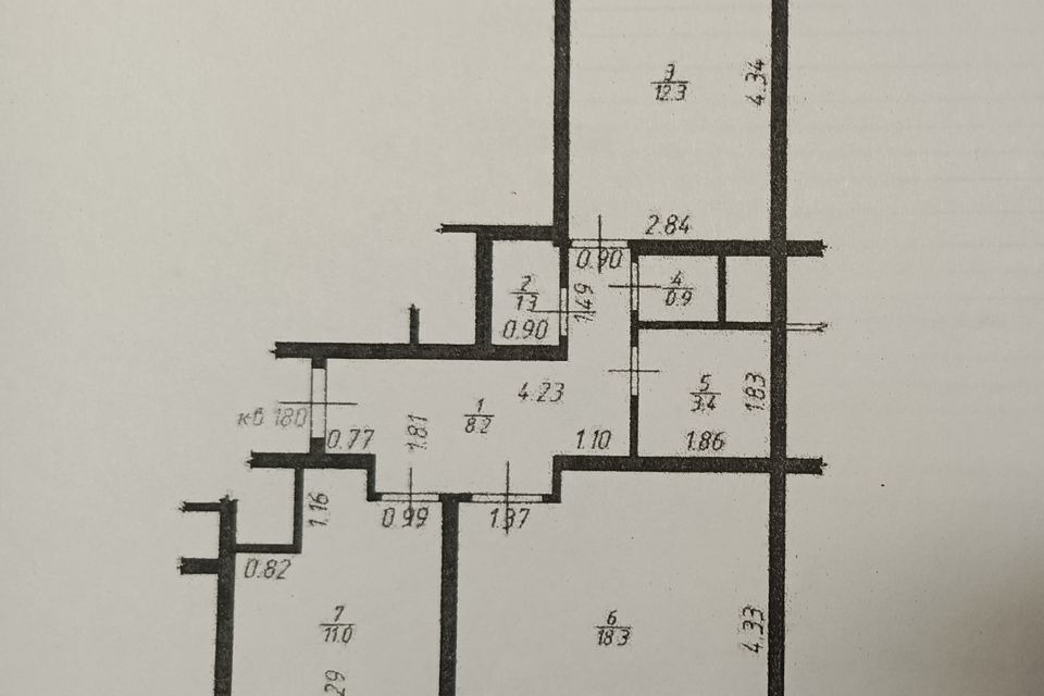 Продаётся 2-комнатная квартира, 55.4 м²