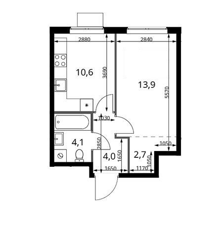 Продаётся 1-комнатная квартира, 35.3 м²