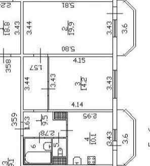 Продаётся 2-комнатная квартира, 57.4 м²