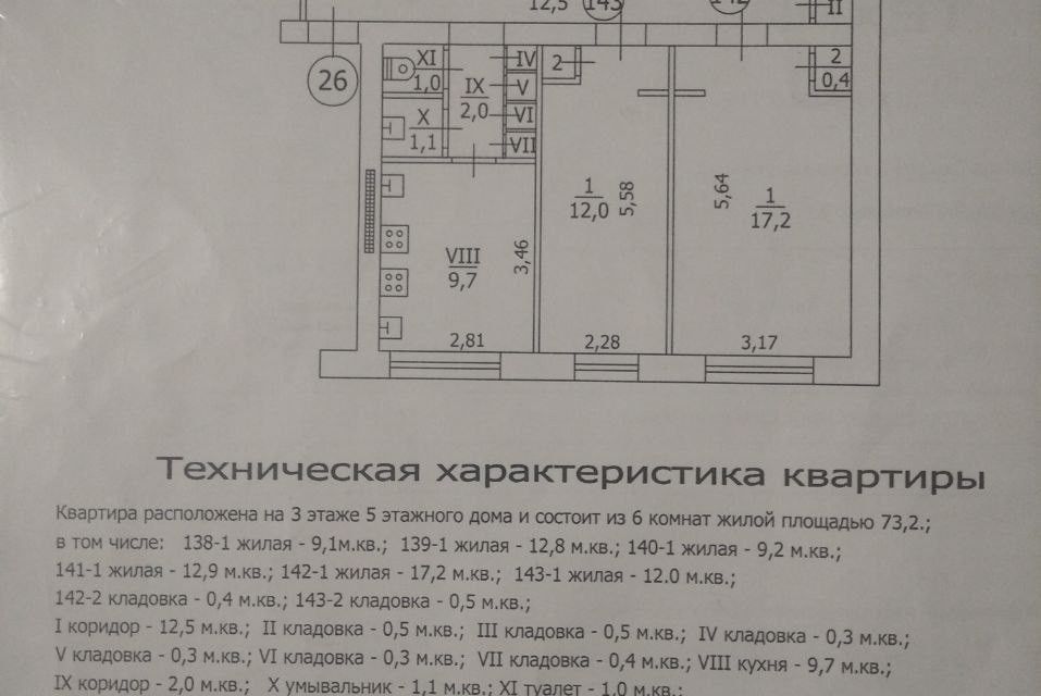Продаётся комната в 5-комн. квартире, 12.9 м²