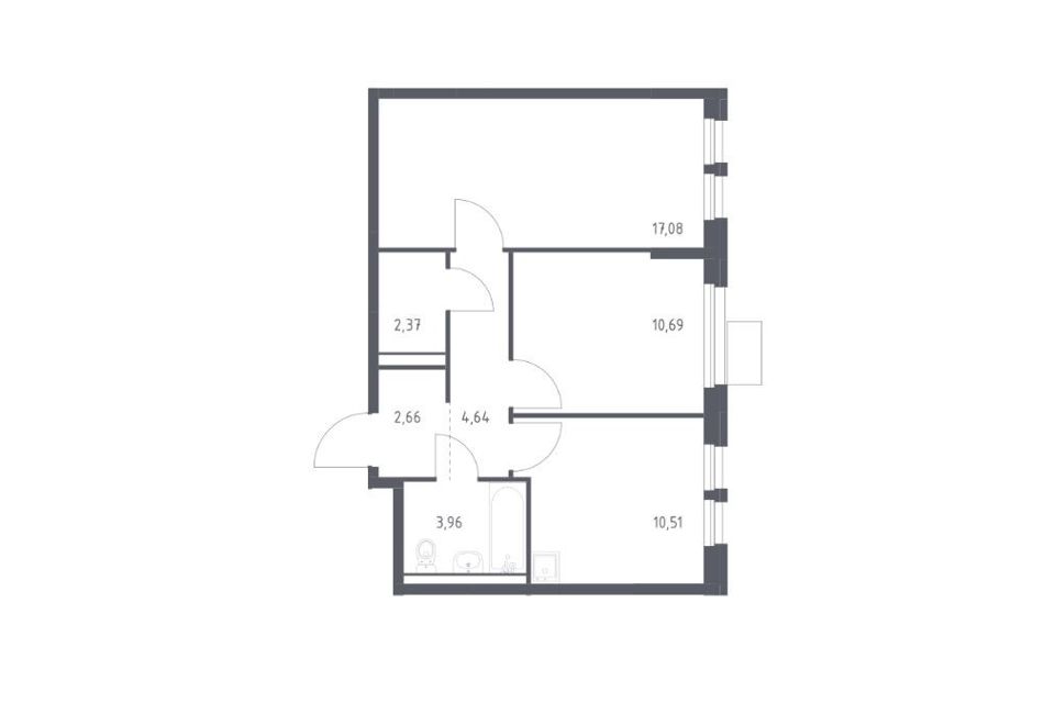 Продаётся 2-комнатная квартира, 51.9 м²