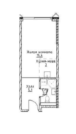 Продаётся студия, 27.5 м²