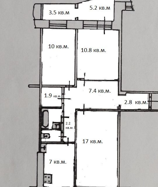 Продаётся 3-комнатная квартира, 63 м²