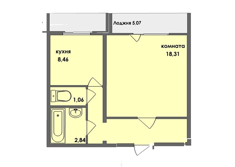 Продаётся 1-комнатная квартира, 44.2 м²