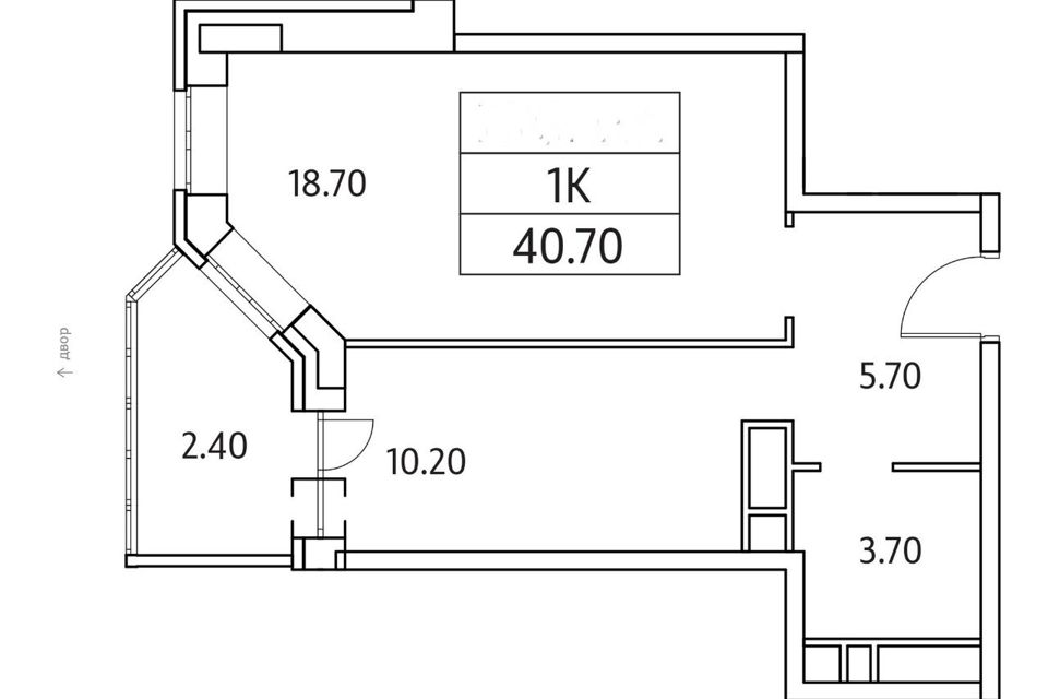 Продаётся 1-комнатная квартира, 40.7 м²