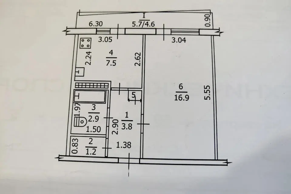 Продаётся 1-комнатная квартира, 38 м²
