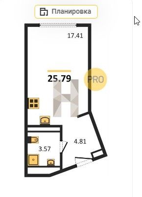 Продаётся студия, 25.79 м²