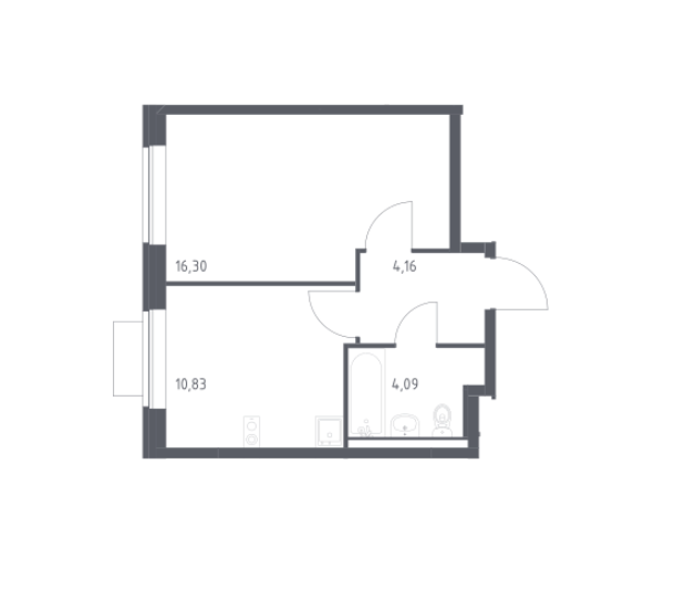 Продаётся 1-комнатная квартира, 35.38 м²