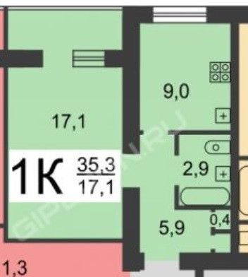 Продаётся 1-комнатная квартира, 36.4 м²