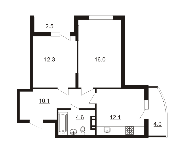 Продаётся 2-комнатная квартира, 61.6 м²