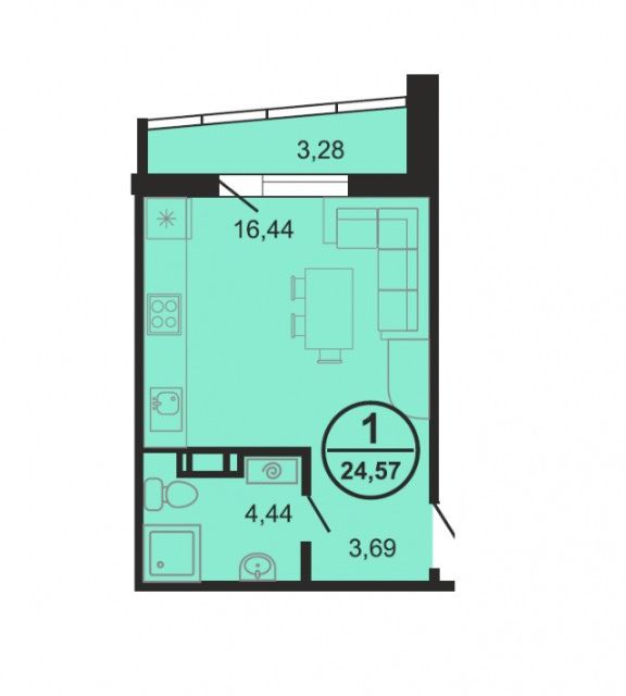 Продаётся студия, 24.56 м²