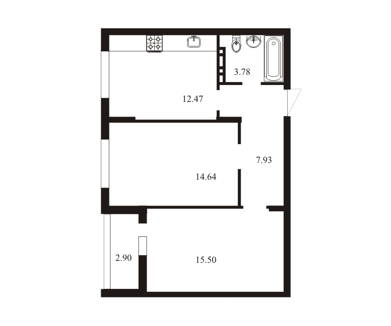 Продаётся 2-комнатная квартира, 57.22 м²