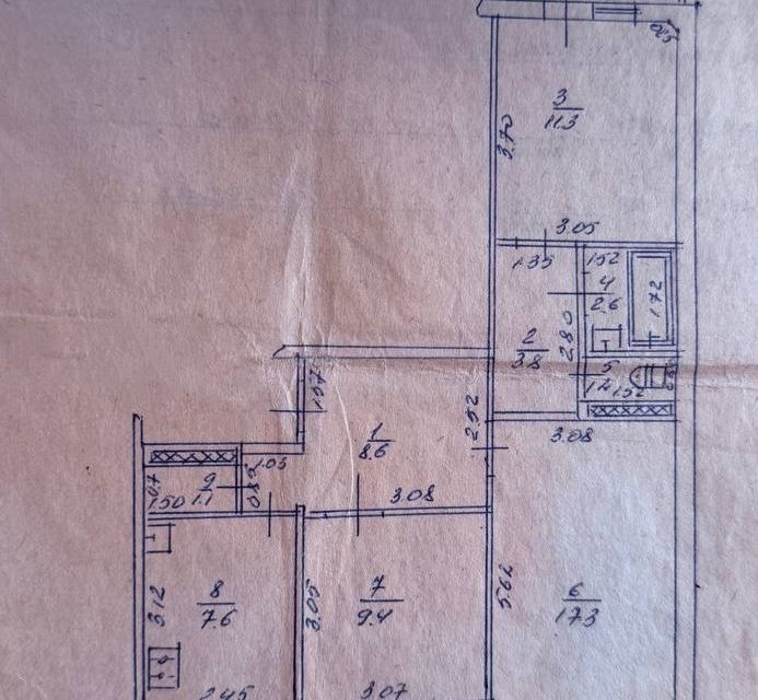 Продаётся 3-комнатная квартира, 69 м²