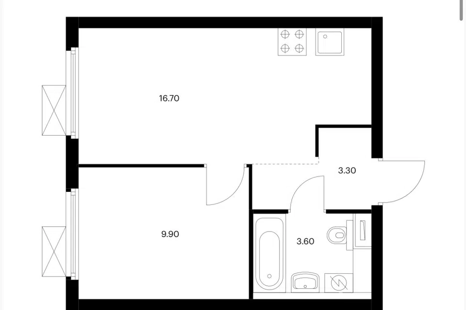 Продаётся 1-комнатная квартира, 33.5 м²