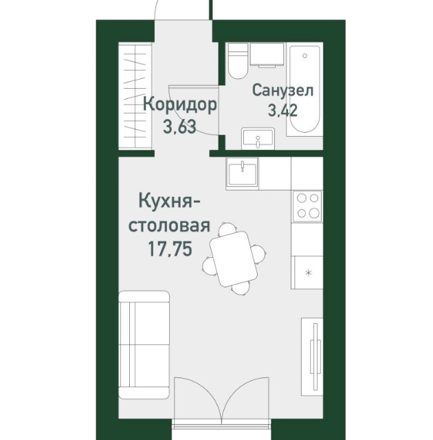 Продаётся студия, 24.4 м²