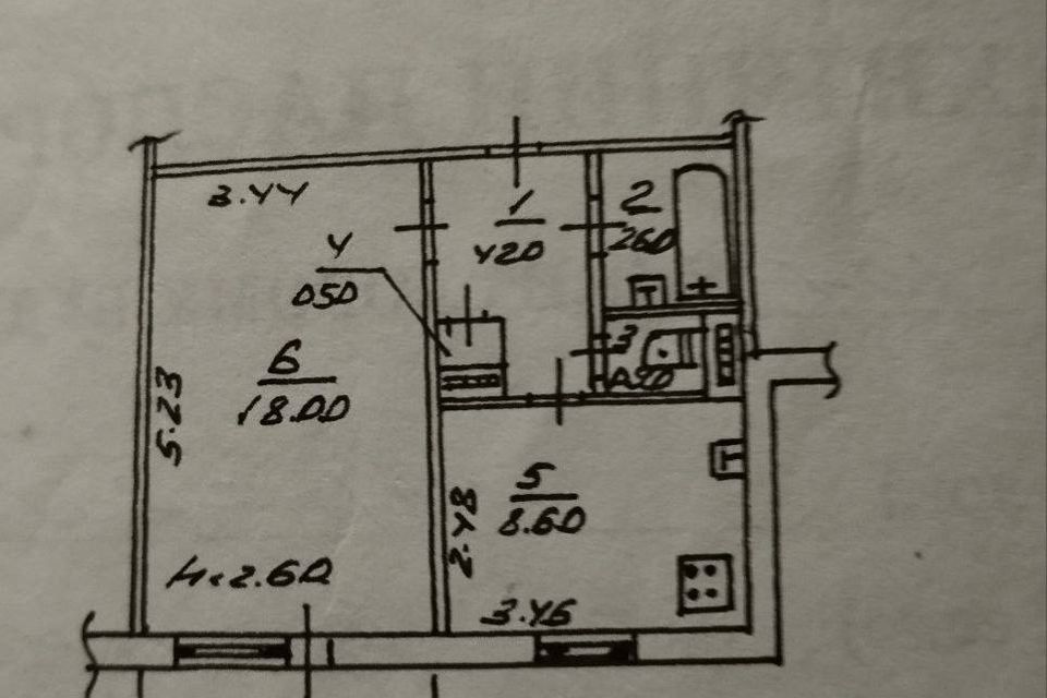 Продаётся 1-комнатная квартира, 35.9 м²
