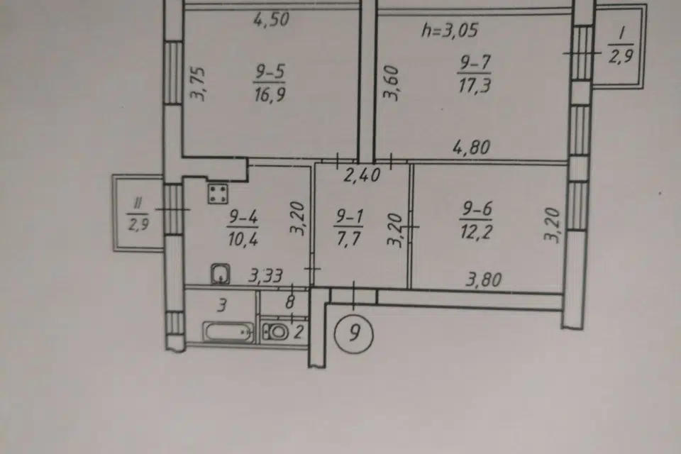 Продаётся 3-комнатная квартира, 70.7 м²