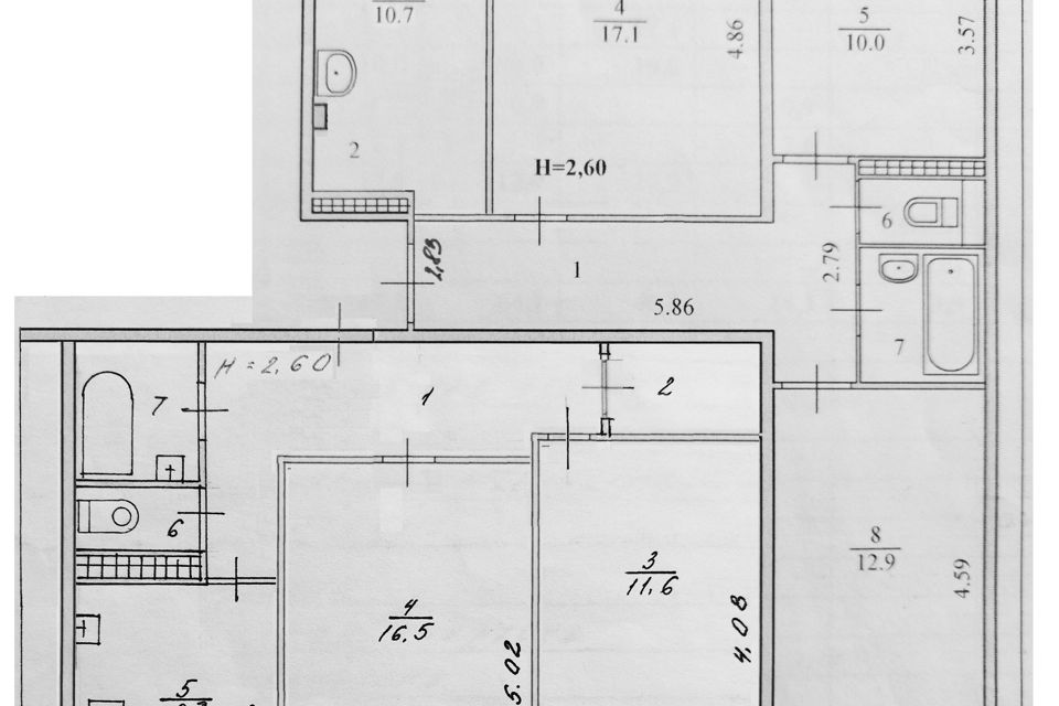 Продаётся 4-комнатная квартира, 116.8 м²