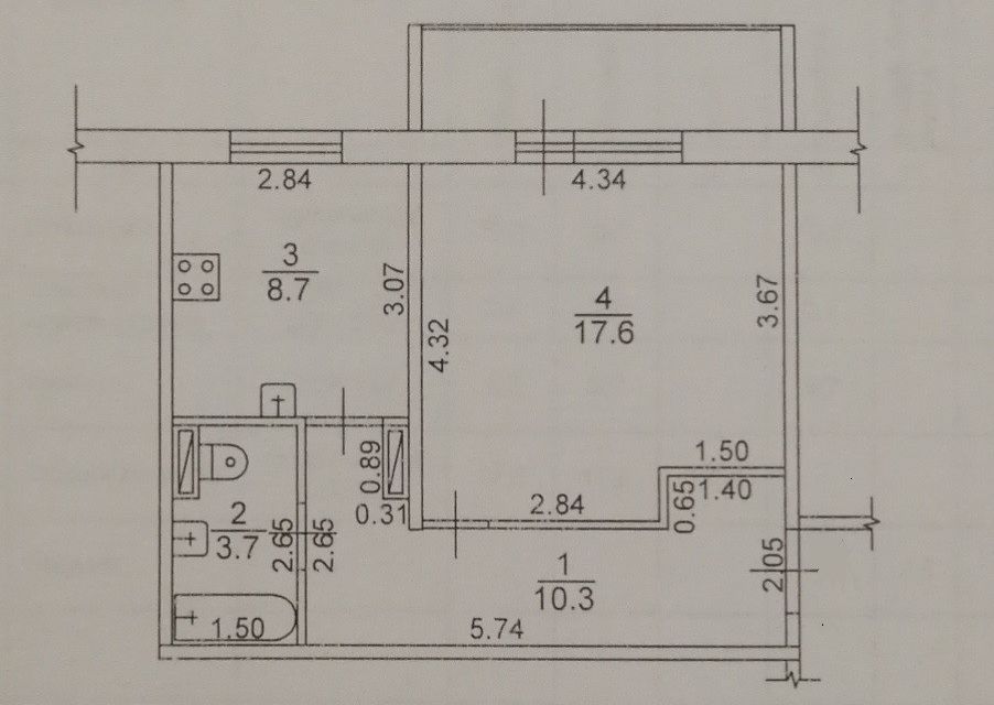 Продаётся 1-комнатная квартира, 40.3 м²