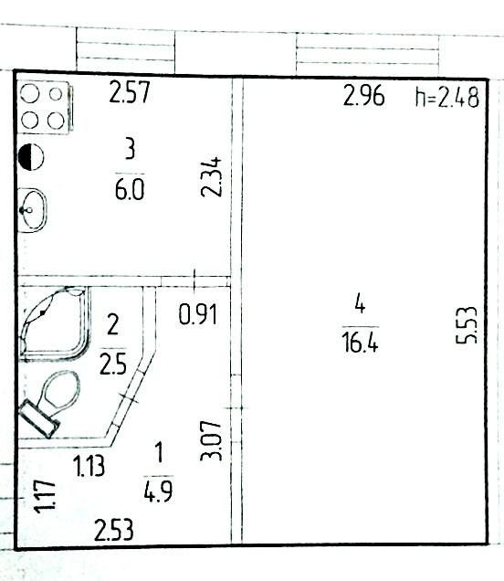 Продаётся 1-комнатная квартира, 30 м²
