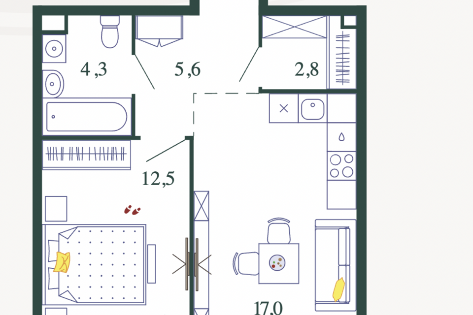 Продаётся студия, 42.24 м²