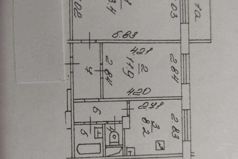 Продаётся 2-комнатная квартира, 54.9 м²