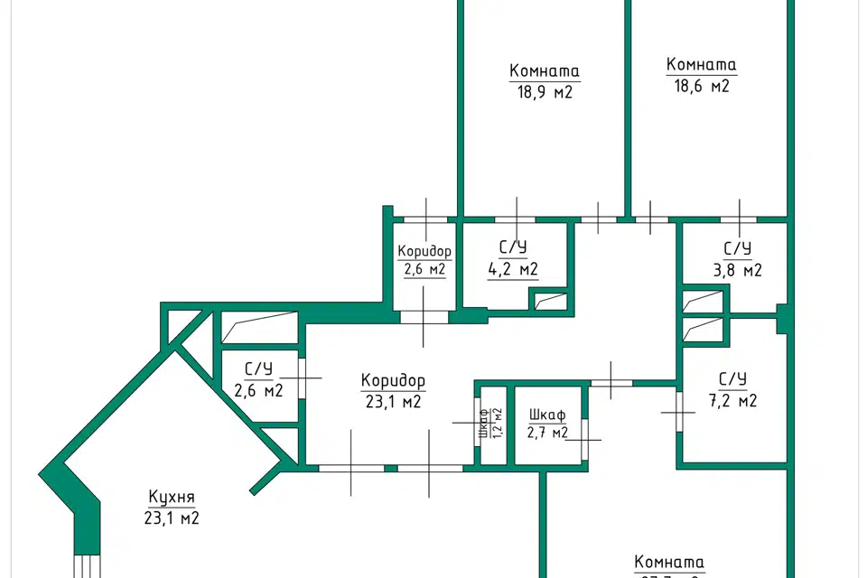 Продаётся 4-комнатная квартира, 168 м²