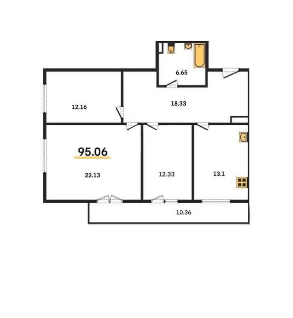 Продаётся 3-комнатная квартира, 84.7 м²