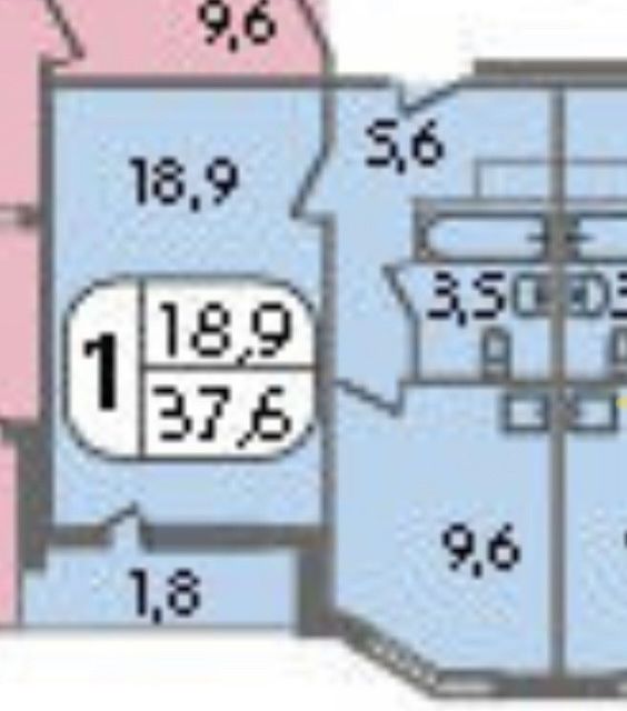 Продаётся 1-комнатная квартира, 38 м²