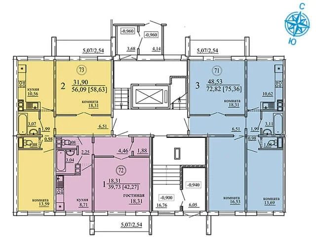 Продаётся 3-комнатная квартира, 73 м²