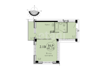 Продаётся 1-комнатная квартира, 40 м²