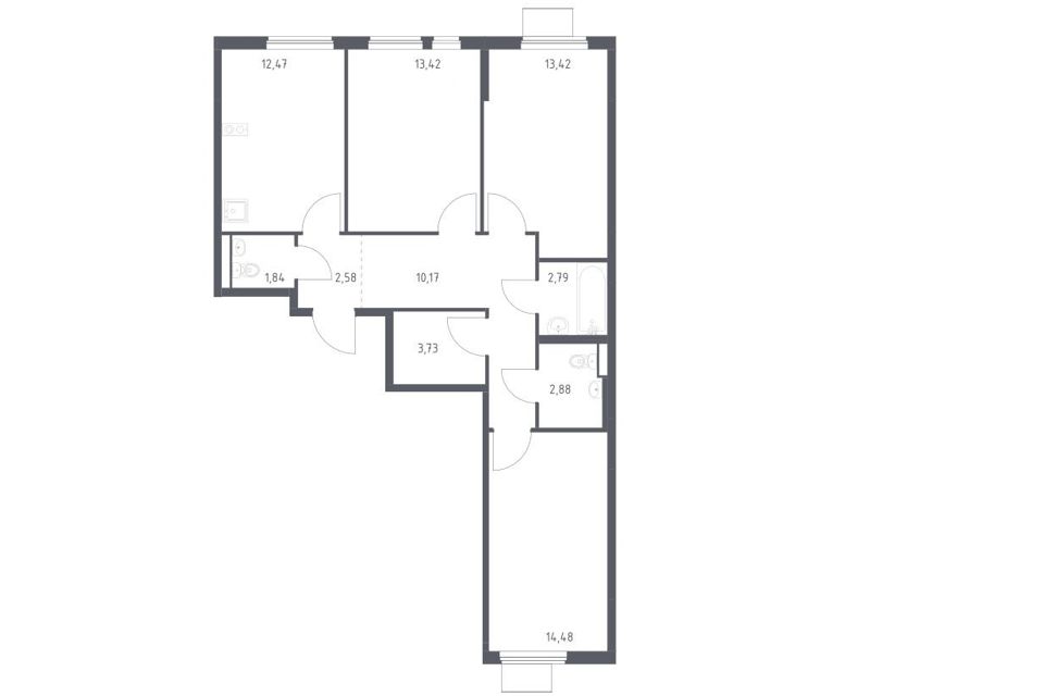 Продаётся 3-комнатная квартира, 77.78 м²