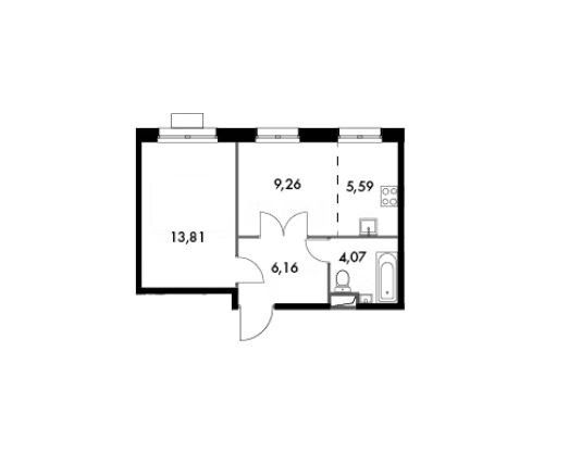 Продаётся 1-комнатная квартира, 38.89 м²