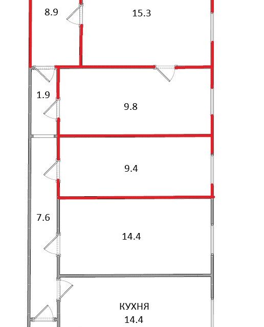Продаётся 4 комнаты в 5-комн. квартире, 63 м²
