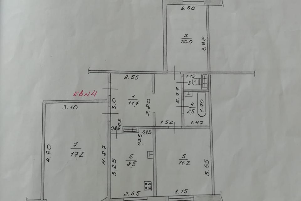 Продаётся 3-комнатная квартира, 62.1 м²