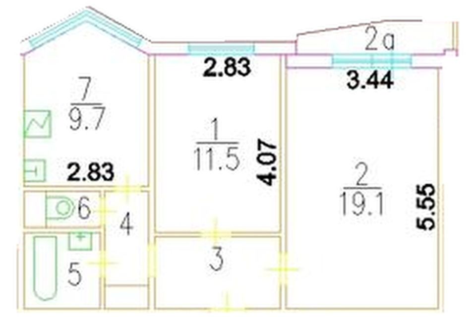Продаётся 2-комнатная квартира, 51.2 м²