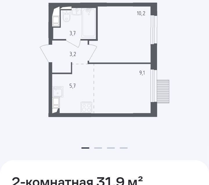 Продаётся 2-комнатная квартира, 31.9 м²