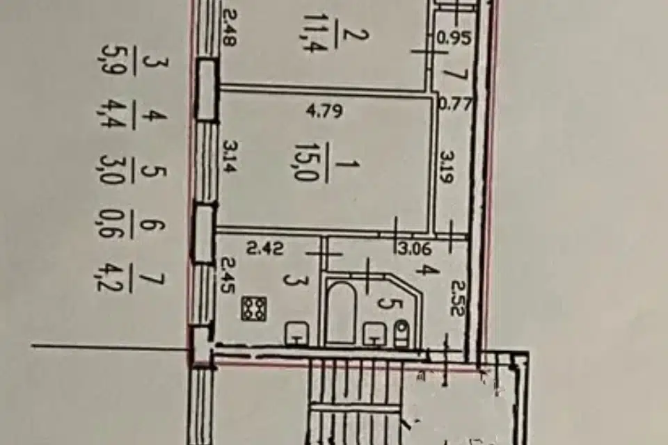 Продаётся 2-комнатная квартира, 44.5 м²