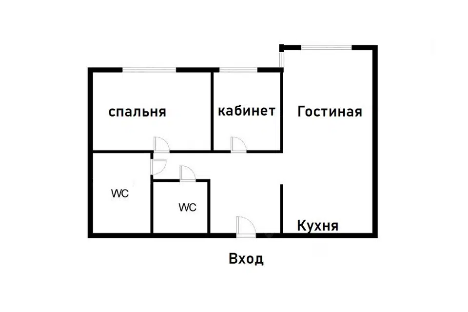 Продаётся 3-комнатная квартира, 53 м²