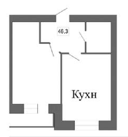 Продаётся 1-комнатная квартира, 46.3 м²