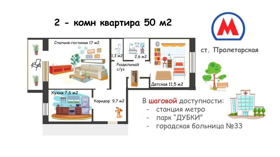 Купить Квартиру Пролетарская Метро 3 Комнатную