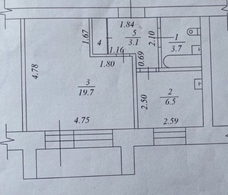 Продаётся 1-комнатная квартира, 36 м²