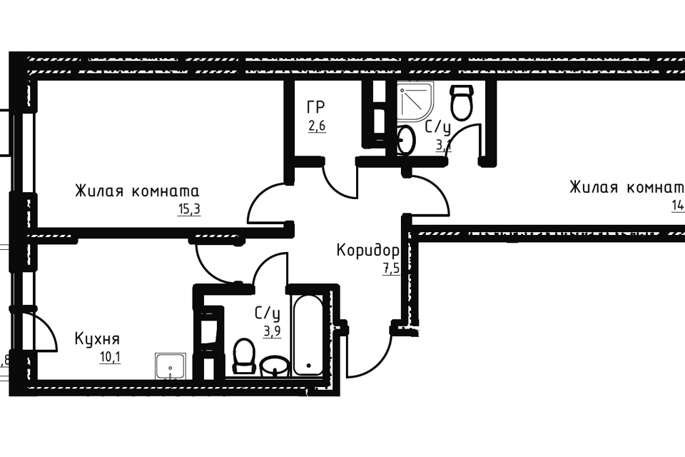 Продаётся 2-комнатная квартира, 58 м²