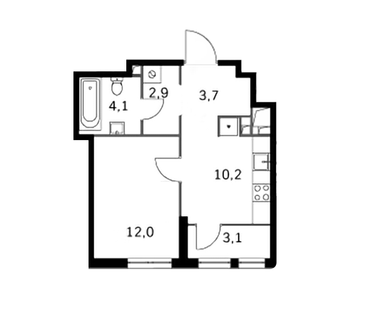 Продаётся 1-комнатная квартира, 36 м²