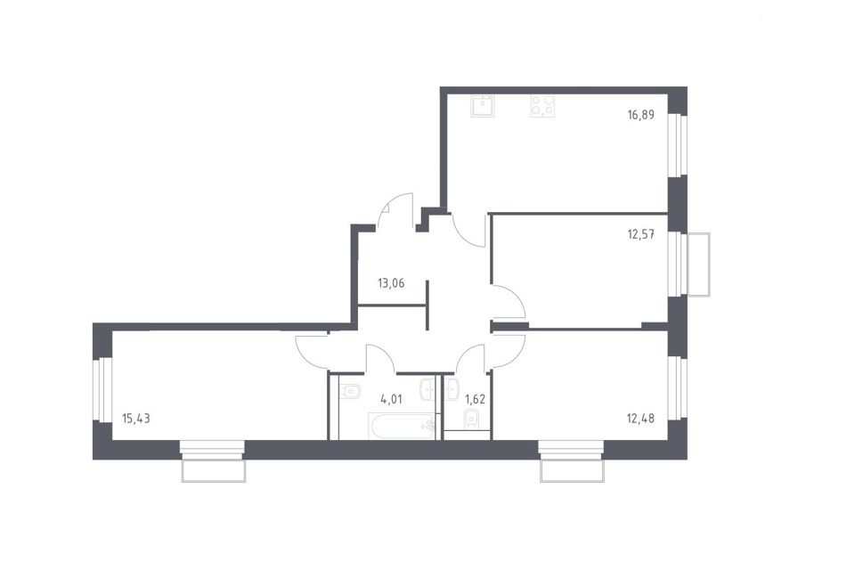 Продаётся 2-комнатная квартира, 76.06 м²