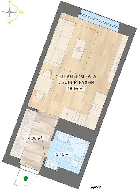Продаётся студия, 26.7 м²