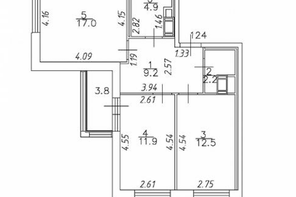 Продаётся 2-комнатная квартира, 57.7 м²
