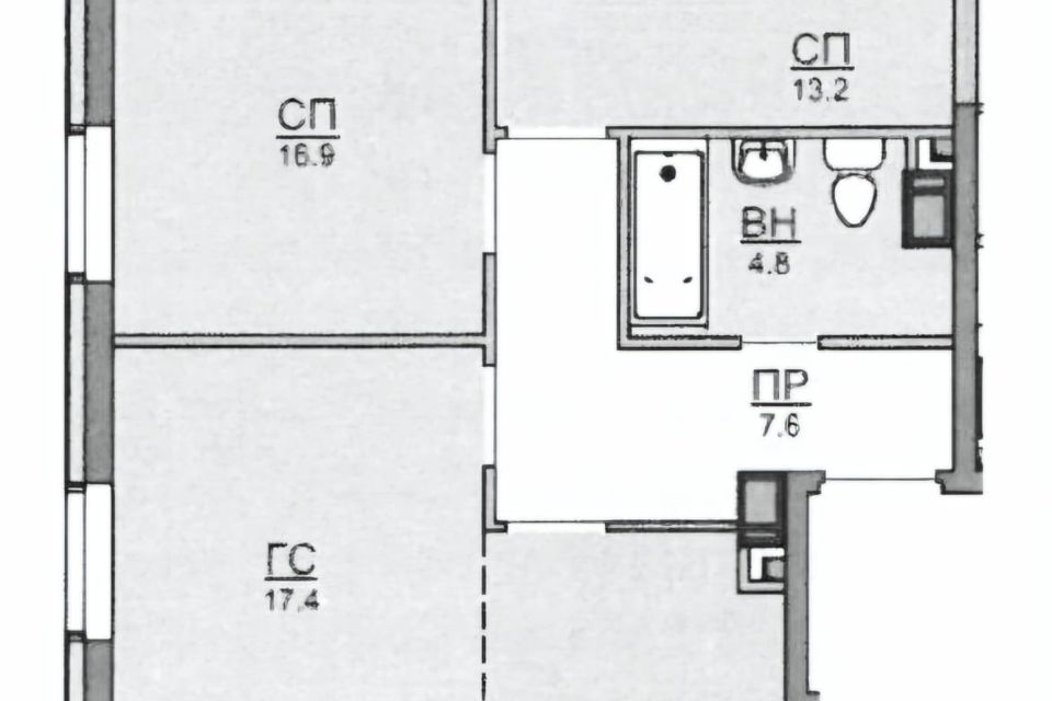 Продаётся 3-комнатная квартира, 69.2 м²