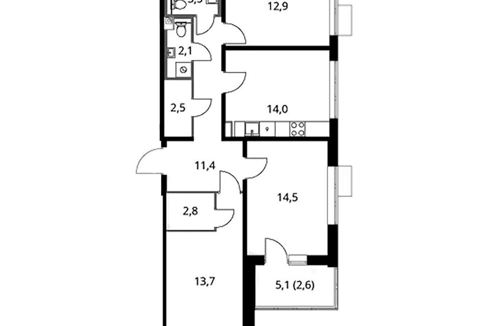 Продаётся 3-комнатная квартира, 80 м²